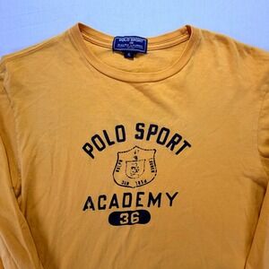 Polo Sport Ralph Lauren Academy Graphic Long Sleeve T Shirt Yellow XL Vintage